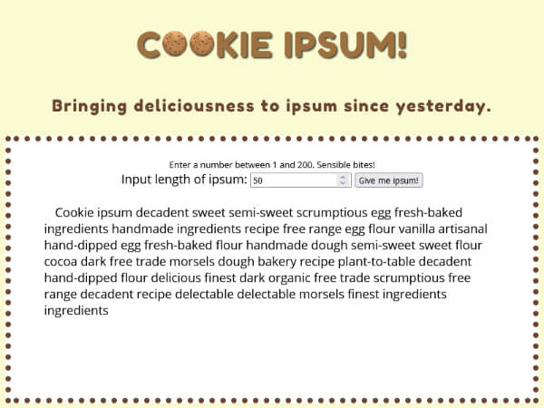 Cookie Ipsum screenshot